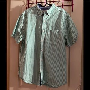 Nautica Large Aqua Classic Fit Short Sleeve Stripe Shirt